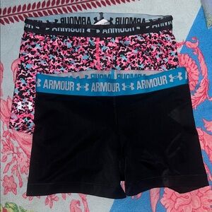 Under Armour Women's Black and Pink Camo Shorts lot of 2